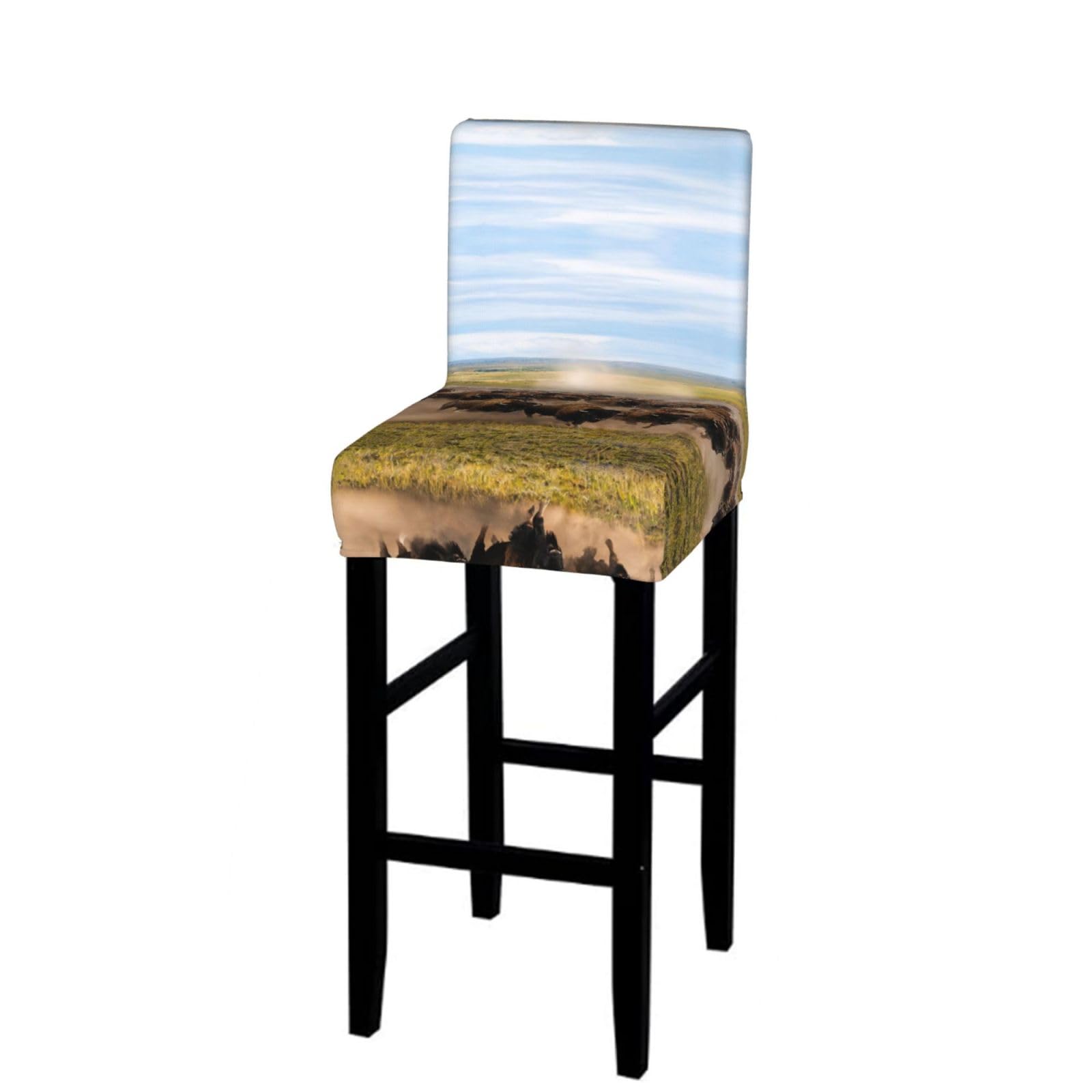 CNTDBU Bison Herd Bar Stool Cover-Stretchy Chair Slipcover for Kitchen