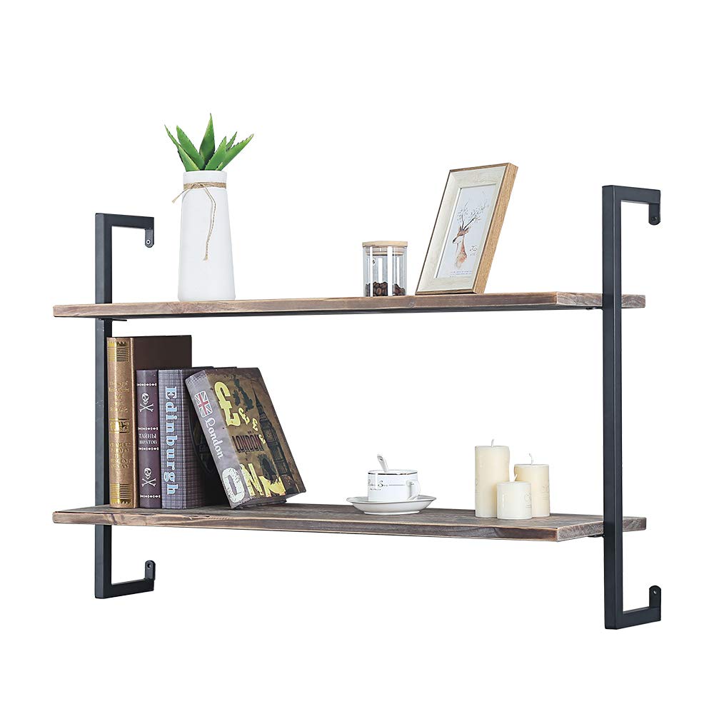Buy Industrial Metal and Wood Wall Shelf Unit,Rustic Floating Wood