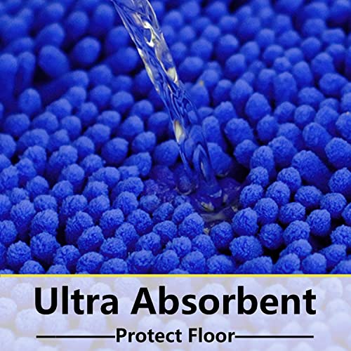 Image of Bathroom Rugs Sets 2 Piece, Extra Soft Chenille Bath Mat Ultra Absorbent Bathroom Rug, Bathroom Mat with Sturdy PVC Non-Slip Bottom, Machine Washable Bath Rugs (20x32 Inch + 16x24 Inch, Royal Blue)