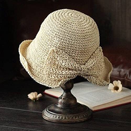 YHWW Sombrero para el Sol,Sombrero de Rafia con Lazo para el Sol, Sombreros de Verano Flexibles de ala Ancha para Mujer, Playa, Panamá, Sombrero de Cubo con cúpula de Paja, Sombrero de sombr Cover