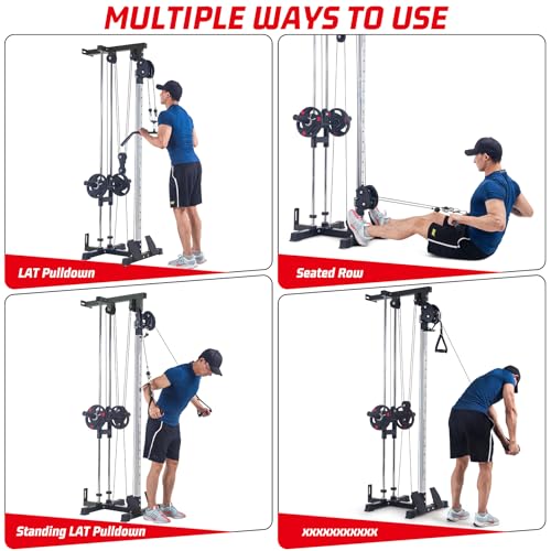 Wall Mount Cable Machine,LAT Power Cable Machine, LAT Pull Down and LAT Row LAT Tower,Cable Crossover Machine with 20 Positions,LAT Pulldown Machines for Home Gym Total Body Training