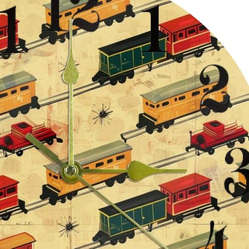 Horloge murale train quartz ronde et silencieuse pour école - 7
