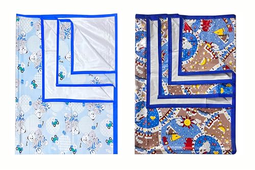 Image of EcoSoft Plastic Sheet,PVC Sheet for Kids,Rubber Sheet for Babies,Bed Wetting Protector(90 x 135 cm) (Blue Bear & Blue Cow)