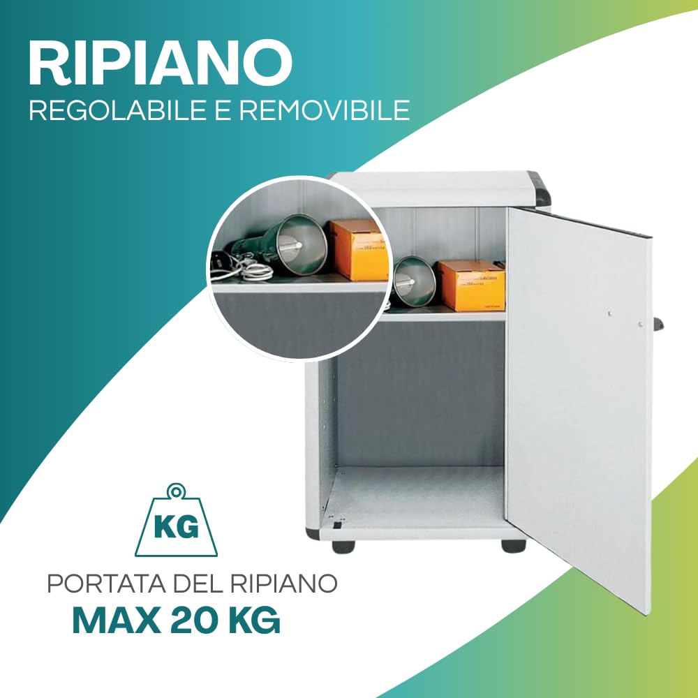 PALUPLUS Porta Bombole Gas a 1 Anta in PVC di Colore Grigio, Misura 59x39x92 cm, Maniglia e Piedi Antiscivolo, Mobile da Esterno, Made in Italy -176C
