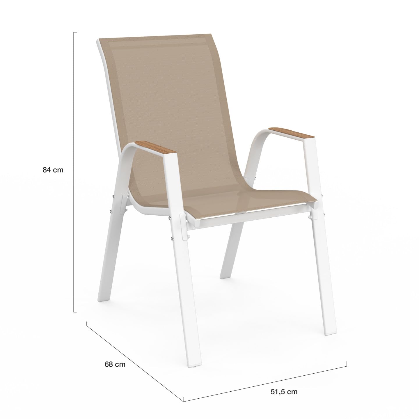 IDMarket - Salon de Jardin NOUMEA Table 190 cm Plateau Verre trempé Effet Bois et 8 chaises empilables Blanc et Bois