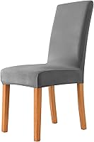 Vista 11 de Fundas elásticas para sillas de comedor, fundas protectoras de asiento extraíbles de terciopelo suave para silla Parson (2, beige)