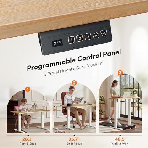 FEZIBO One-Piece Standing Desk, 55"x24" Seamless Tabletop Electric Height Adjustable for Home Office, Study Rooms & Multi-Device Workstations, Maple — view 7