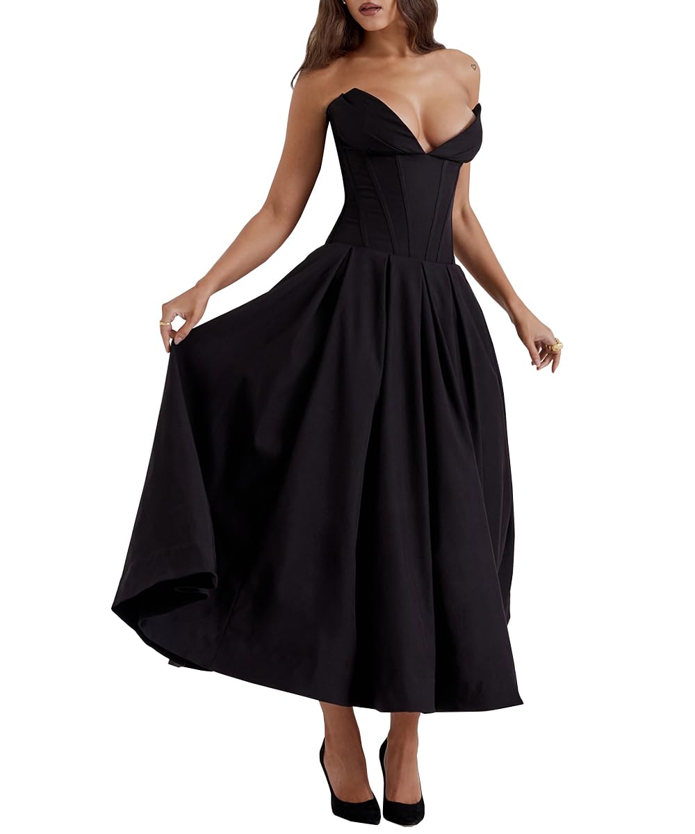 Sexy Senza Maniche Bodycon Corsetto Maxi Abito Tubo Top Ruched Flowy Elegante Sera Party Abiti Lunghi