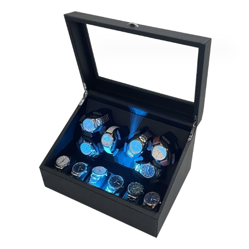 Taitus Automatic Watch Winder, With LED Light Mute Motor, 4 Rotation Modes Automatic Rotator (6 Slots & 6 Display Storage Spaces)