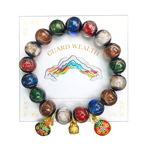 Colorful Gray Glaze Bracelet for Men and Women – Imperial Palace-Style Gold-Swallowing Beast Family Guardian Jewelry, Ancient Oriental Glazed Beads for Good Luck & Abundance Flow, Energy-Balancing Harmony Bracelet