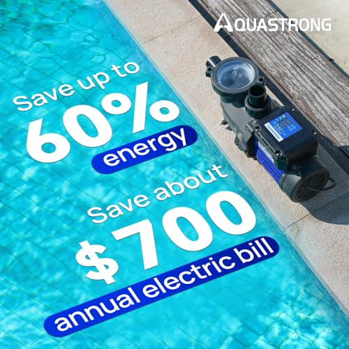 Image of Aquastrong 1.5HP In /Above Ground Pool Pump, Dual Speed with Timer, 115V, 4795GPH, High Flow Self Primming Swimming Pool Pump,Black