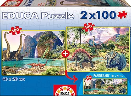 Educa - Dino World. Set de 2 Puzzles con