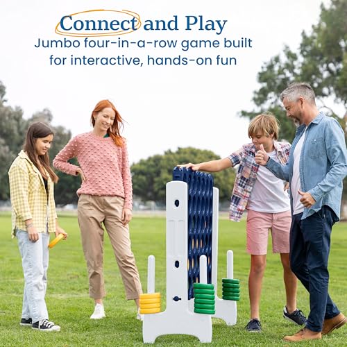 Image of ECR4Kids Jumbo 4-to-Score Giant Game with 42 Rings and Reset Sliders, Kids Games, Blue /Gold