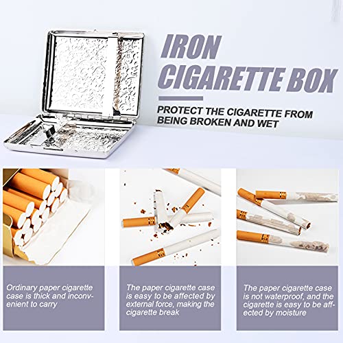 Image of Stylish Design Retro Metal Cigarette Case -Double Sided Spring Clip Open Cigarette,Pocket Holder Credit Card Holder Protective Security Wallet for Men and Women,Holds 20 100mm Cigarettes (Vine Silver)