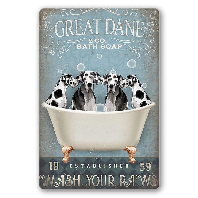 CREATCABIN Bassotto & Co. Targa in Metallo Sapone Bagno Vintage Funny Dog Decorazioni per Pareti Animali retrò Poster per Cucina Domestica Bagno Cafe Pub Wall Art Regalo Decorazioni Natalizie 30x20cm