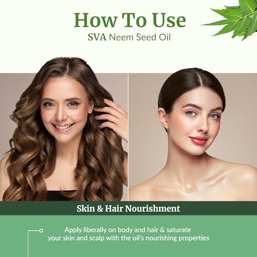 Image of SVA Neem Seed Oil 4 Fl Oz - for Face, Skin Care, Hair Care, Scalp Massage & Body Massage - Carrier Oil with Dropper