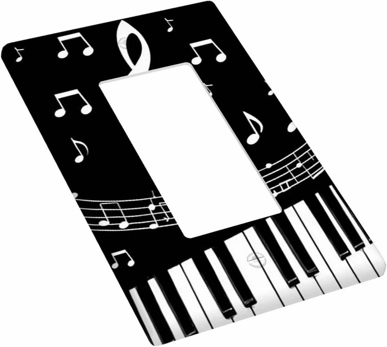 Moslion Piano Music Note Single Rocker Wall Switch Plate Musical Instrument Black White Key 1-Gang Outlet Plug Cover Home Decor For Living Room Bathroom