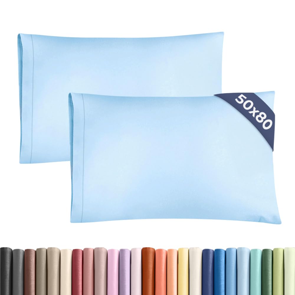Federa 50x80 Blu chiaro - Set da 2 - Federe in Microfibra di Alta Qualità - Morbide, Confortevoli e Lavabili in Lavatrice - Federa 50x80 per Cuscini, Set 2 Federe Blu chiaro - OEKO-TEX Certificato