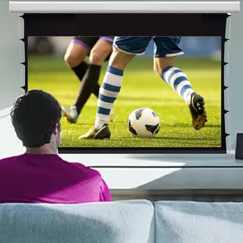 ZMJGLL Pantalla de proyector eléctrico HD 16:9, Pantalla de proyección retráctil automática de 92 Pulgadas, 4 Materiales Que restauran los Colores Reales, para el hogar