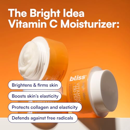 Bliss Vitamin C + Tri-Peptide Brightening Moisturizer | Squalane & Hydration Boosters | Anti-Aging Face Cream for Collagen and Elasticity | Clean Vegan & Cruelty Free 1.7 fl oz