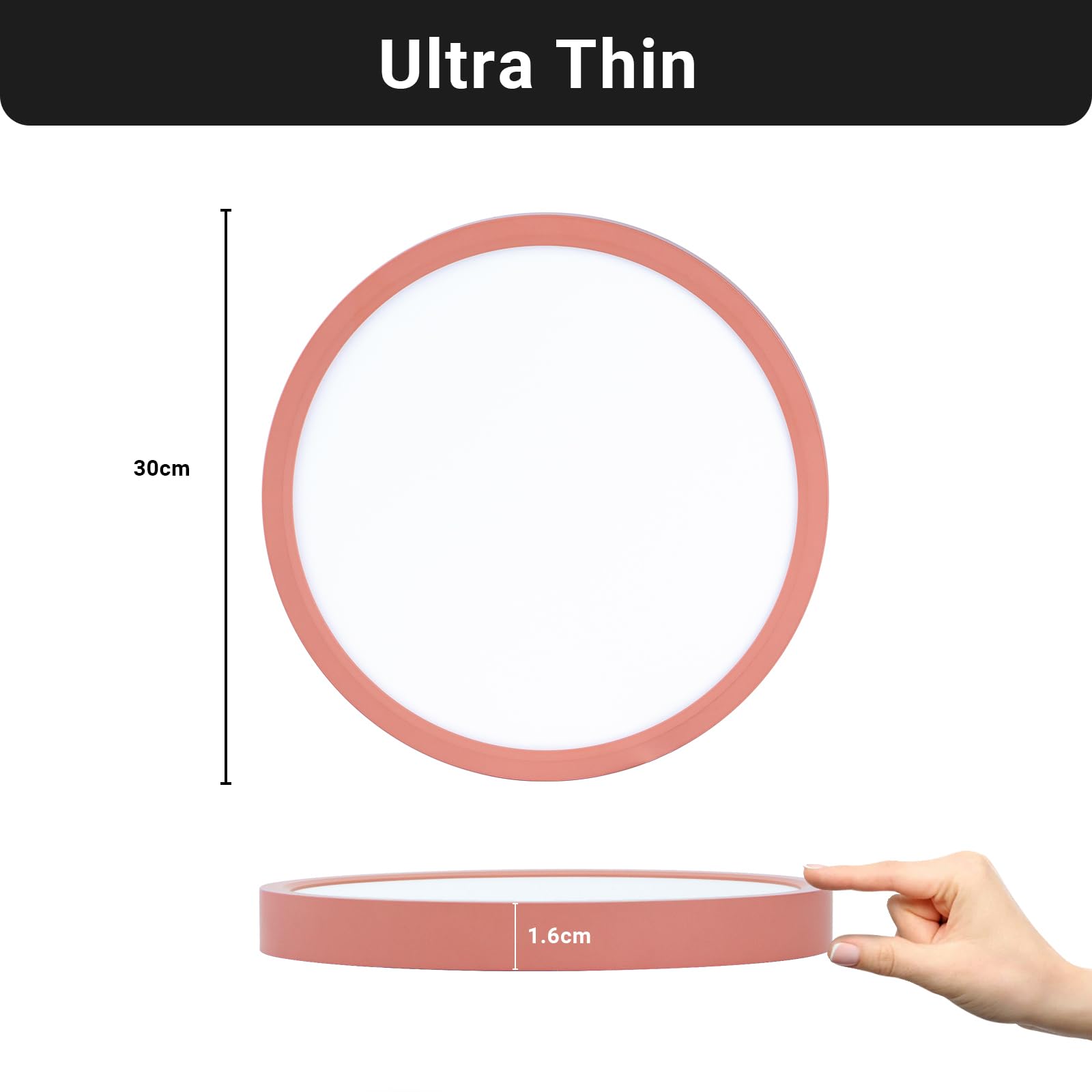 LQWELL® LED Plafoniera, 1.6CM Ultra-Sottile Rotonda Piatta IP44 Lampada da Bagno Impermeabile 24W 6500K 2500LM Moderna per Soggiorno Camera da Letto Cucina Balcone Seminterrato Ufficio, 300 * 16mm