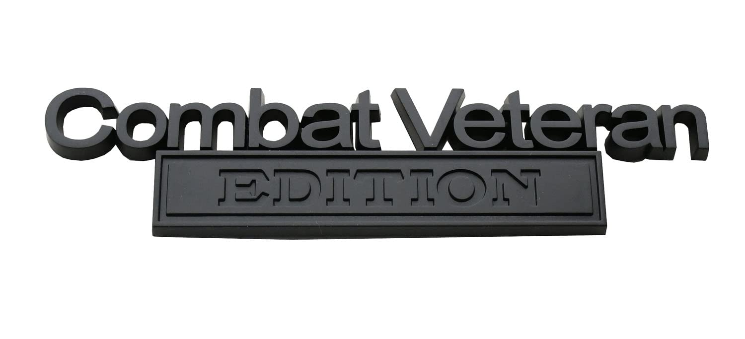 1pc Combat Veteran Edition Emblems 3D Raised Decals Exterior Truck Stickers Fender Veteran Badges Replacement for F150 F250 F350 Chevy Silverado 1500 2500 Chevrolet C10 C15 (Matte Black)