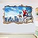 NBKLSD Ironman ET Spiderman Ville Autocollants MURAUX 3D Art Mural Salle Bureau Magasin DÉCOR,80x120cm