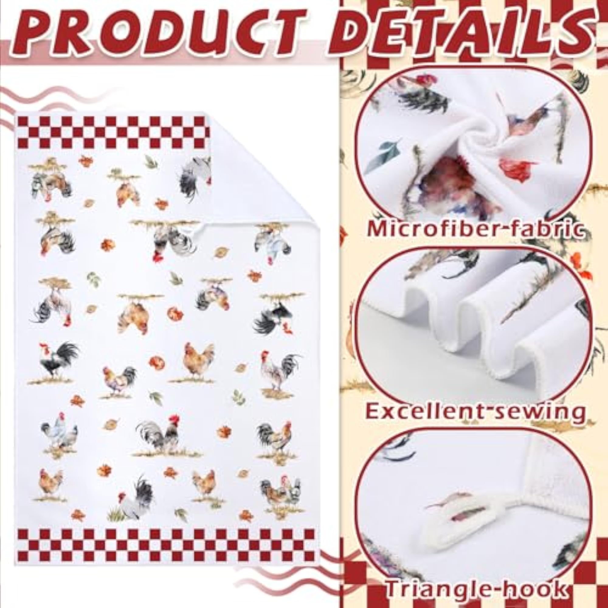 6 Pcs Kitchen Towels Dish Cloths, Nature Modern Design