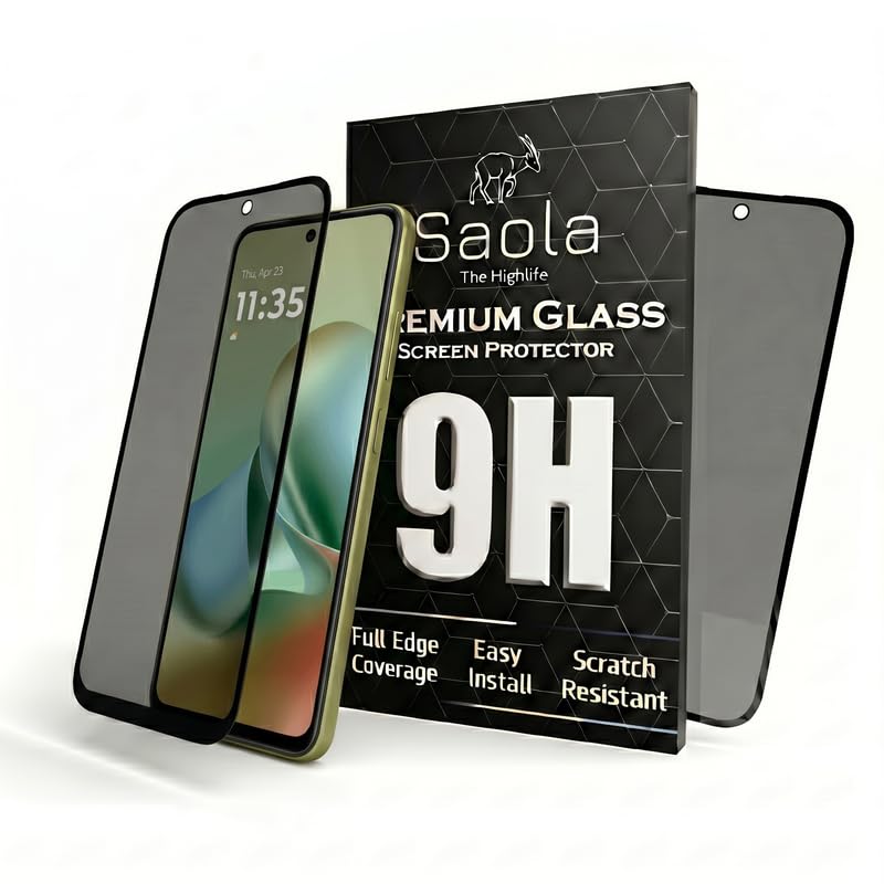 Image of Saola Ultra Privacy Tempered Glass For Motorola G45 5G (PACK OF 1) with Free Installation Kit. Full screen Coverage. Free Replacement If Received Damaged - 6.5 inch