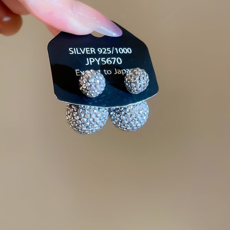 Kokoma Geometric Ball Stud Earrings for Women Sterling Silver Post Earrings Crystal Cubic Zirconia Studs Party Statement Ear Jewelry - Image 4