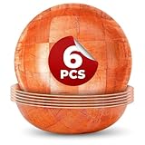 6 Pack Wooden Salad Bowls – 7.9'x2' Serving Bowls for Pasta, Fruit & Snacks, Lightweight Wood with Smooth Finish, Easy to Clean & Stack – Great for Home, Parties & Lovely Valentines Gifts for Hosts