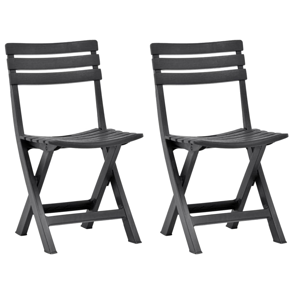 vidaXL 2x Folding Garden Chairs Plastic Bistro Chair Garden Seat Outdoor Camping Chairs Garden Patio Pool Beach Yard Lounge Chairs Anthracite