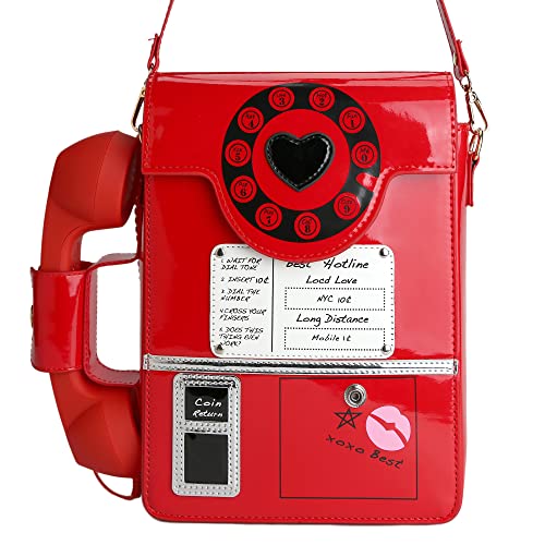 Image of QiMing Retro dial telephone Crossbody Shoulder Bag,Pu Movable microphone Purse for Women