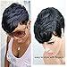 VCK Short Layered Wavy Human Hair Black Cute Natural Curly Wigs for Black Women 1B Color