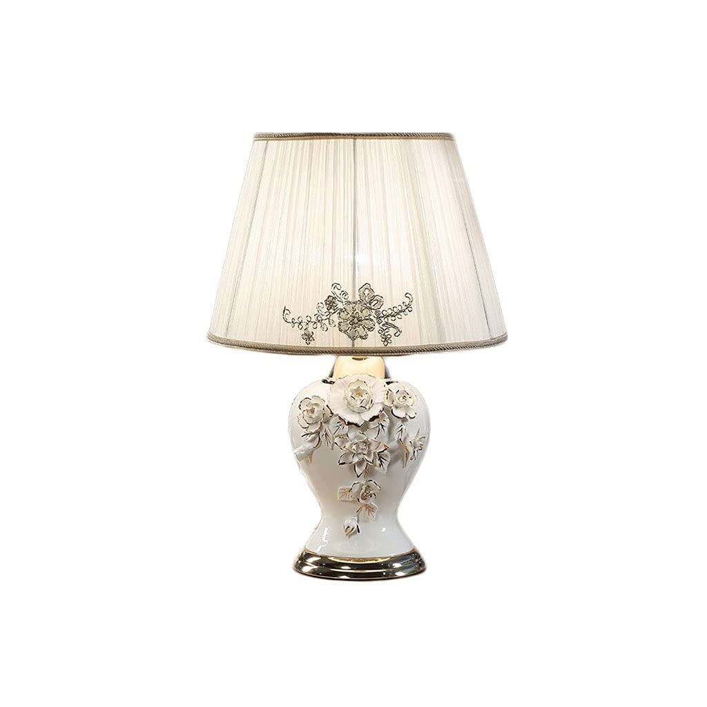 Lámpara de mesa Lampada da tavolo in ceramica intaglio dei fiori del comodino della lampada da comodino moderna lampade comodino semplici adatta for il soggiorno e la camera da letto dormitorio y sala