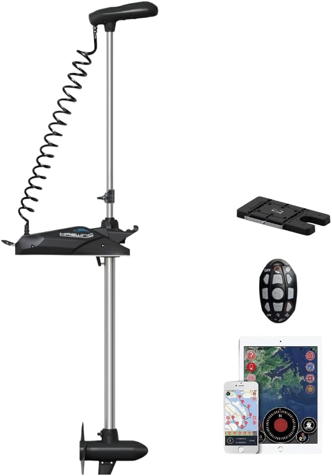 MTLAKEMOTOR HASWING Electric Trolling Motor – 24V 60" 80lbs Cayman GPS Shaft Bow Mount Fishing Boat Saltwater Freshwater