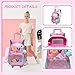 HTgroce 3PCS Rolling Backpack for Girls, Glitter Bookbag with Roller Wheels, Kindergarten Wheeled Backpack with Lunch Box