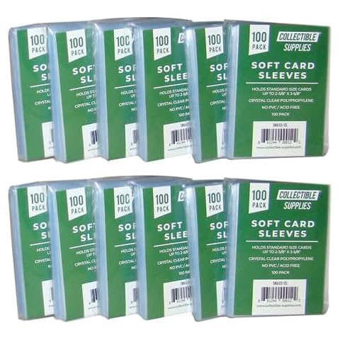 Collectible Supplies 100 Pack Soft Penny Sleeves for Trading Cards | 10,000 Clear Card Sleeves | No PVC & Acid-Free | Protective Baseball Card Sleeves for Sports, MTG & Yugioh Cards | Standard Size Cover