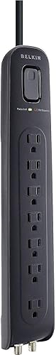 Miniatura 2 de Belkin Protector contra sobretensiones y protección coaxial para regleta de alimentación AV, cable de 4 pies, color negro