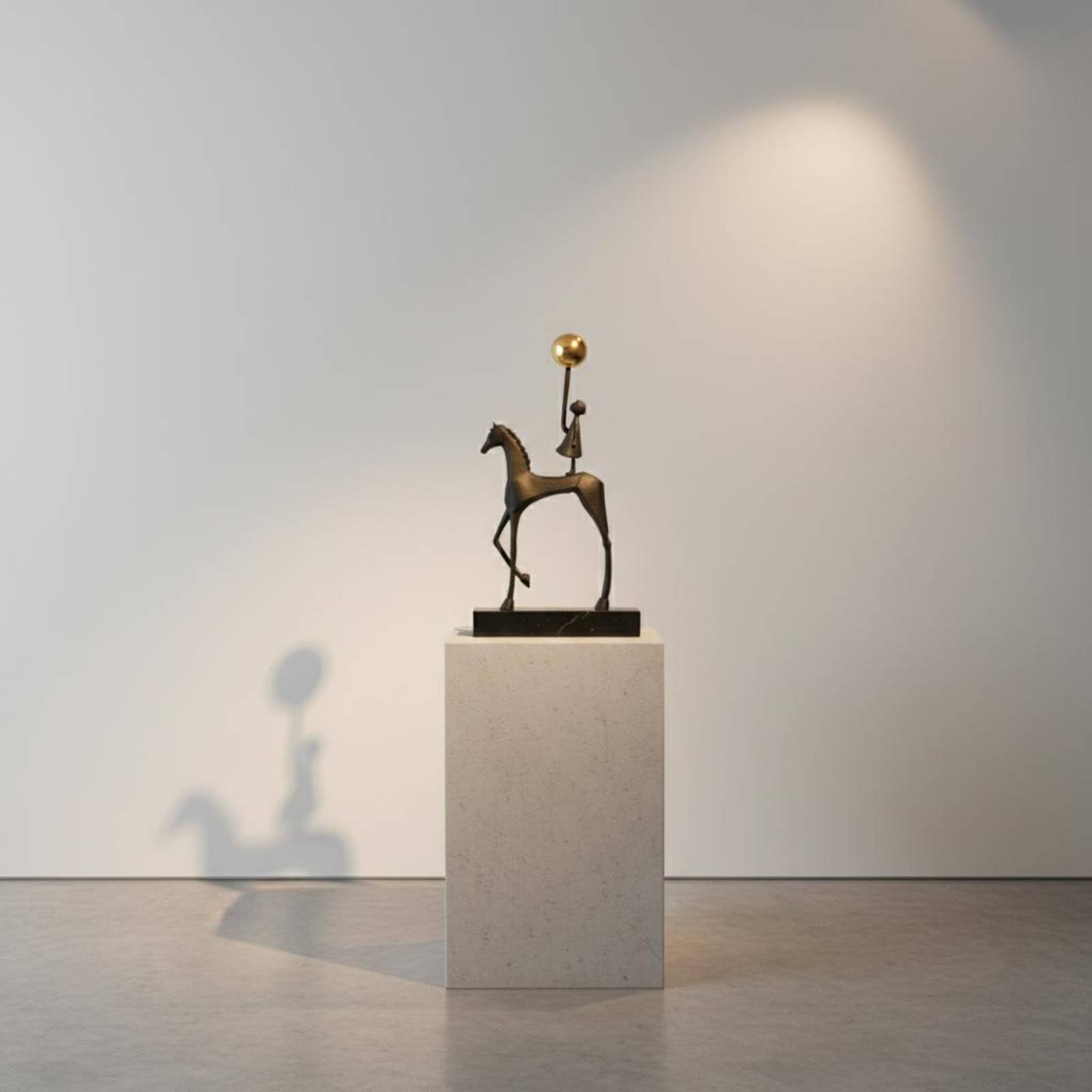F Fityle Escultura Caballo Figura Ecuestre Estatua Ornamental Decorativo en Hierro Fundido con Base de Mármol Apariencia Moderna Acabado Metal Adecuada para