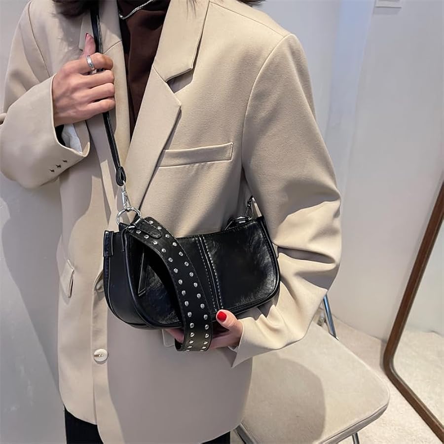 バッグ 00s studs genuine leather shoulder bag Black Leather Bag With Zipper, Studded Leather Bag, Black