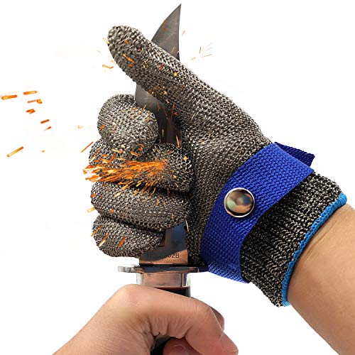 Cut Resistant Glove-Stainless Steel Wire Metal Mesh Butcher Safety Work Glove for Meat Cutting, fishing (Medium)