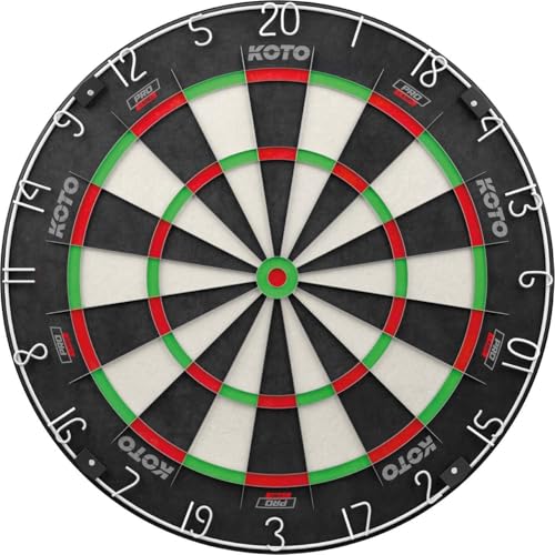 KOTO - King Pro 360 Profi Dartscheibe, Zahlenring, Offizielle Turniermaße mit Hochwertiges Sisal und Ultradünner Draht
