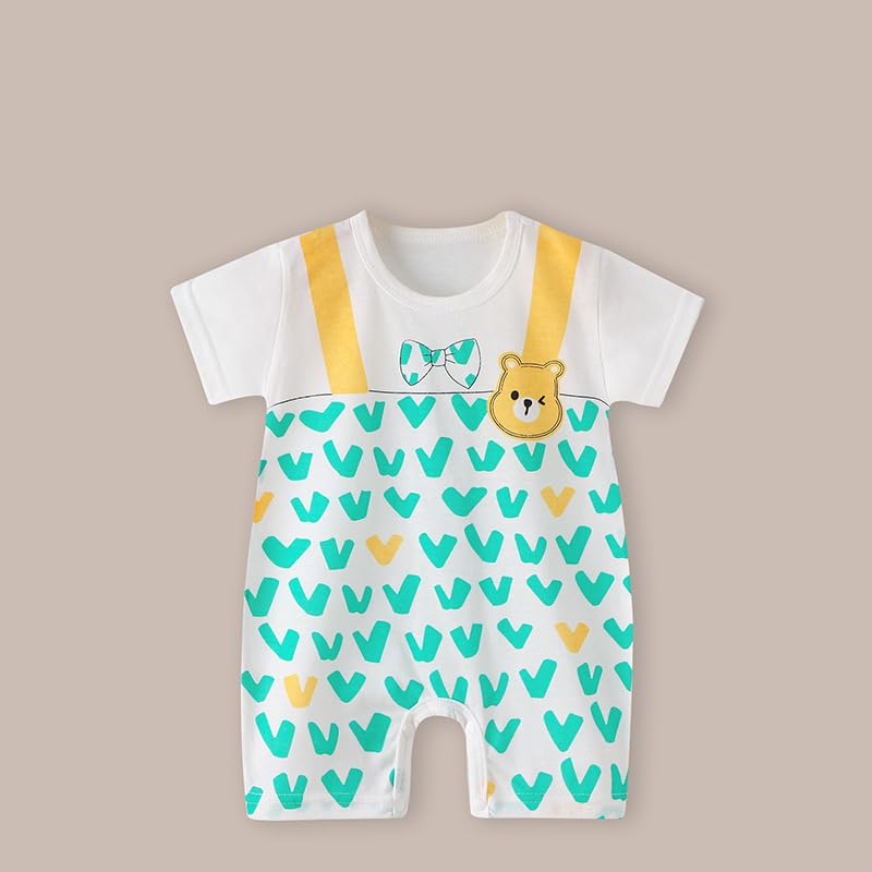 Image of Bold N Elegant Cute Cartoon Print Cotton Newborn Baby Boy Girl Rompers Jumpsuit Baby Onesie Bodysuit for Little Kids