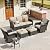 ovios Patio Furniture Set, 6 Piece Outdoor Wicker High Back Sofa with Swivel Rocking Chairs, Ottomans, Comfy Cushions, All Weather Conversation Set, Brown Rattan Beige