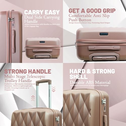 Image of AMERICAN TRAVELLER Diamon Trolley Bag | Durable ABS Hard Shell Luggage | Durable ABS Hard Shell, TSA-Type Lock, 8 Dual Spinner Wheels, Telescopic Handle
