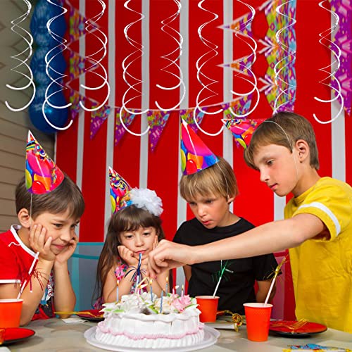 Image of 30 Pieces Silver Swirl Hanging Decorations, Shimmer Plastic Streamer Foil Swirls for Ceiling, Photo Booth Props Party Supplies for Birthday Wedding Baby Shower Engagement Disco Holiday Decorations