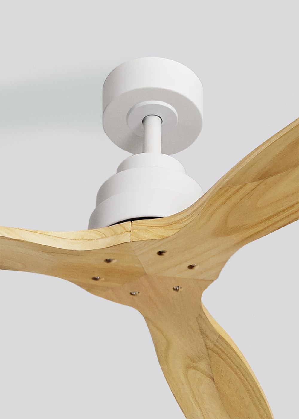 CREATE / WINDSTYLANCE NATURAL WOOD/Ventilateur de plafond avec télécommande, blanc pales en bois naturel / 40W, Silencieux, Ø132 cm, 6 vitesses, minuterie, été-hiver, double hauteur