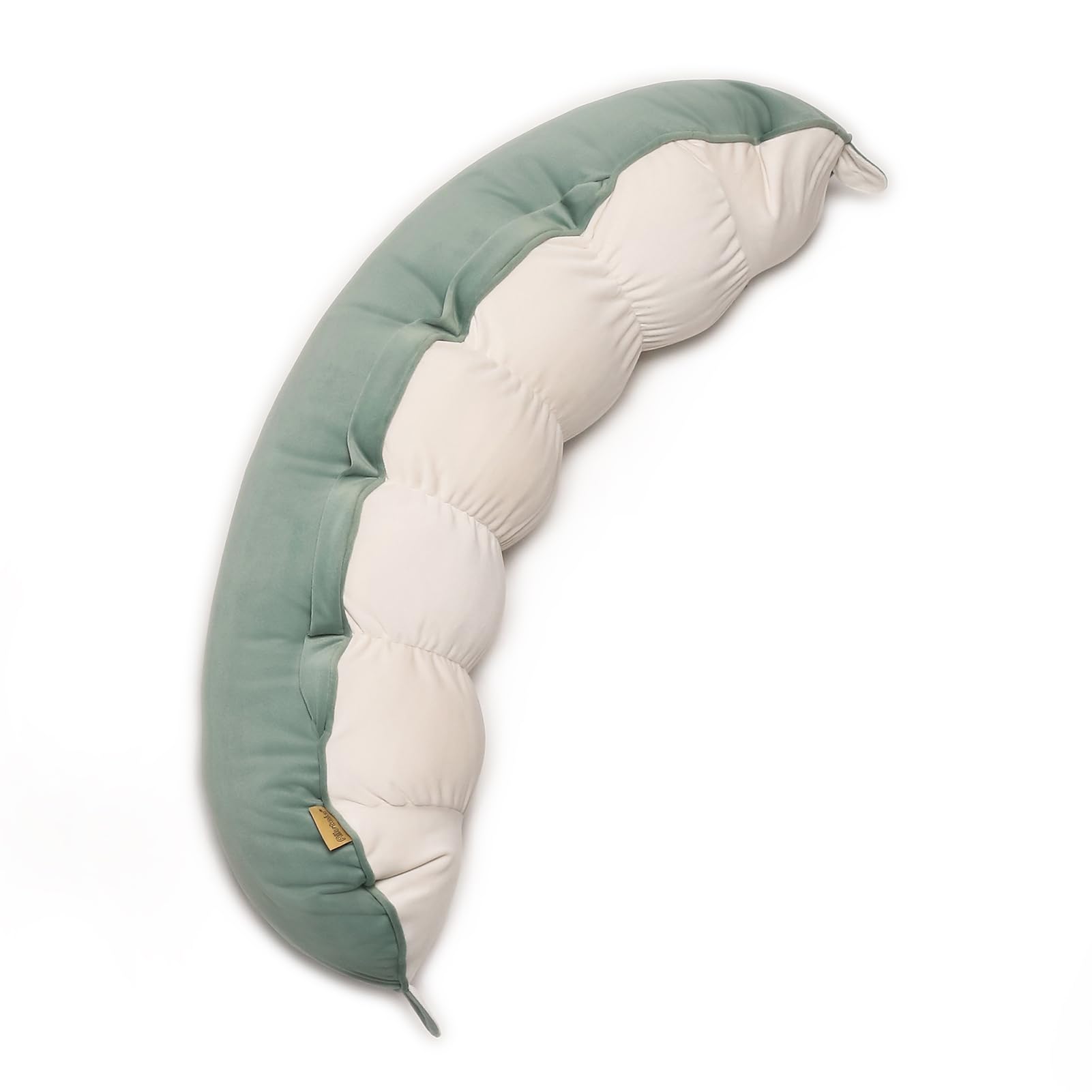 Peallow round bolster pillow green white