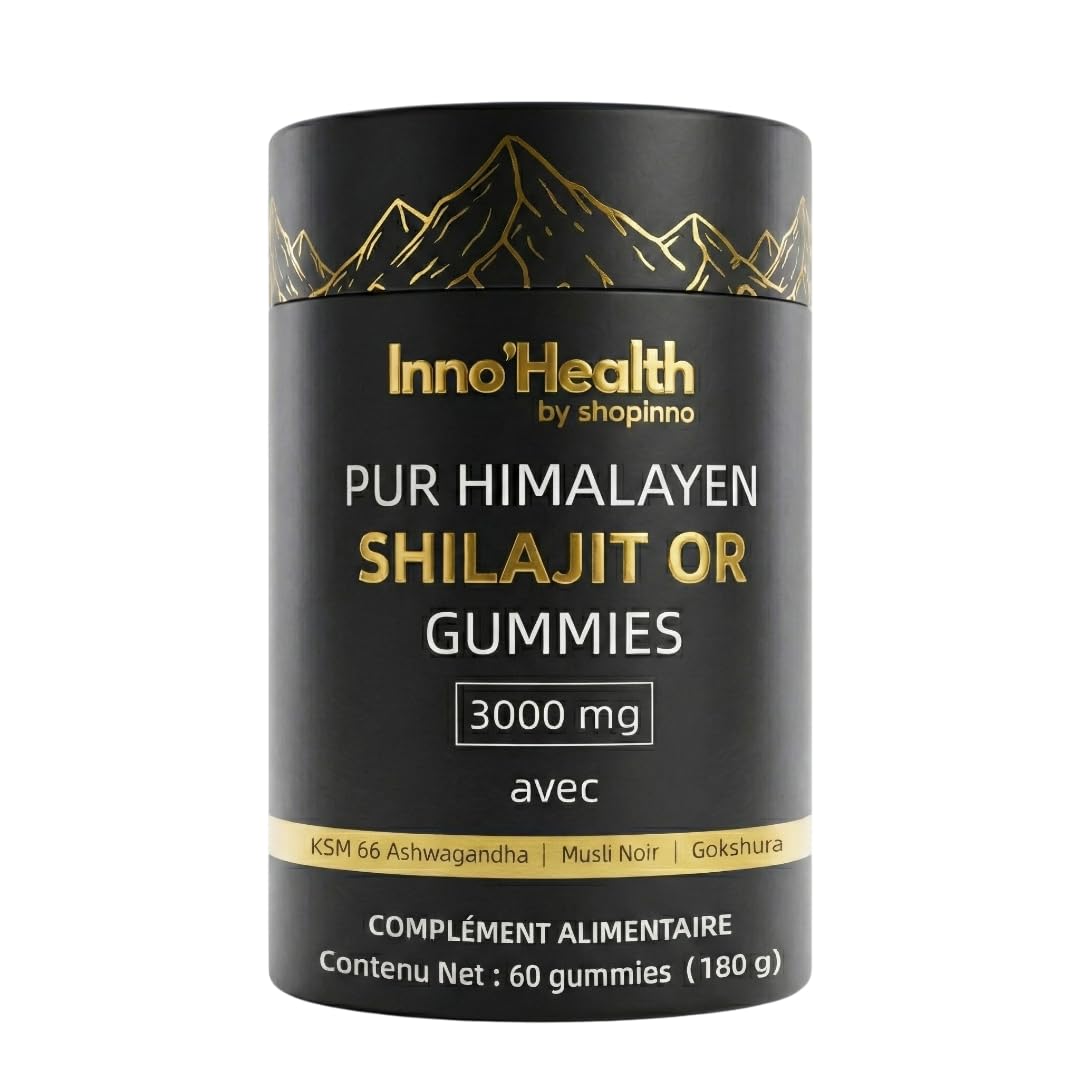 Inno’Health Shilajit Gummies – Shilajit Pure d'Himalaya, 60 gommes naturelles – Complément alimentaire premium avec 85+ minéraux, acides fulvique & humique